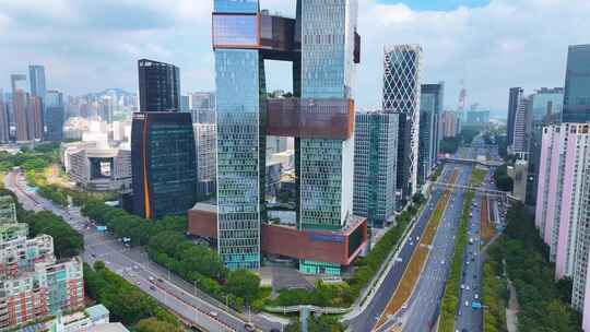 深圳市南山区航拍高楼大厦城市摩天大楼城市视频素材模板下载