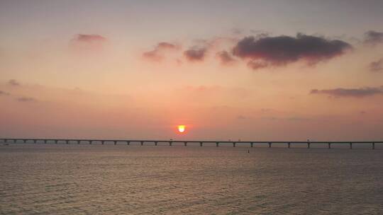 无人机视角清晨港珠澳大桥