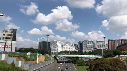 沈阳城市街道夏天城市建筑汽车高架桥视频素材模板下载