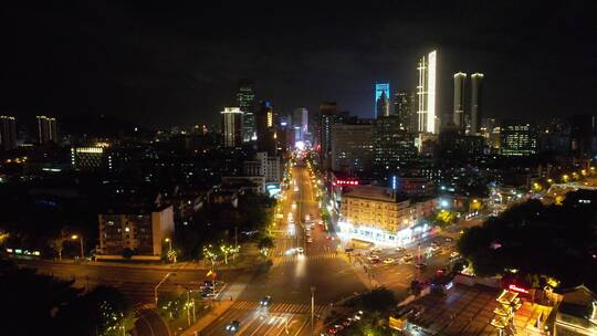 江苏无锡城市夜景灯光航拍