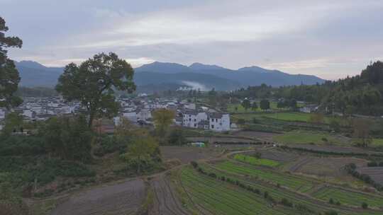 安徽卢村皖南秋色徽派建筑村落