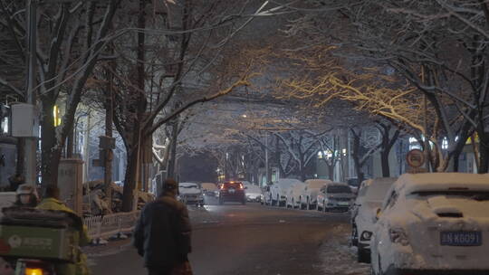 夜晚雪景空镜 冬天雪景