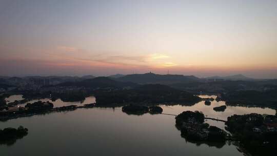 广东惠州西湖5A景区日落晚霞夕阳航拍