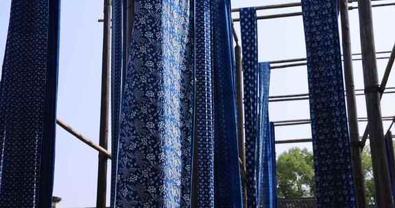 染坊 布料 染布 晒布 传统工艺4k升格
