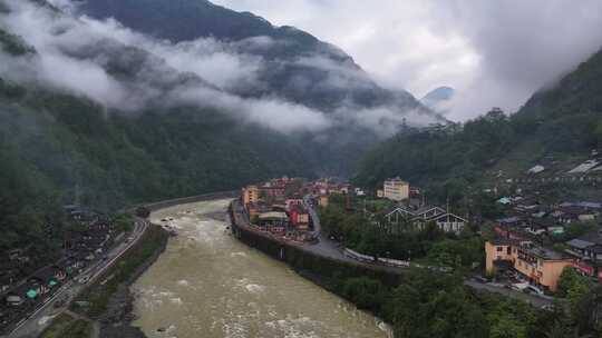 云南怒江州贡山县独龙江孔当村乡村风光航拍