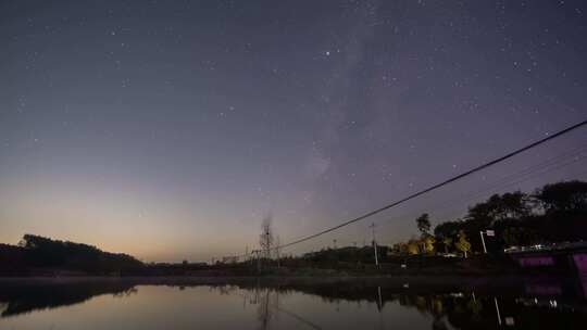 户外夜晚星空银河延时