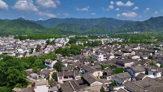 航拍中国传统水墨风安徽黟县宏村景区