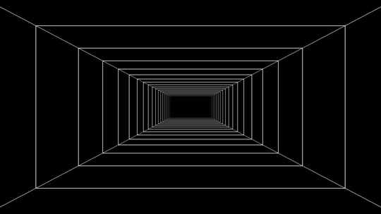 黑色背景的3D视角下的抽象线性隧道是一个