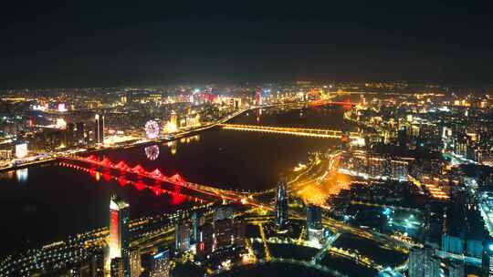 南昌城市大全景夜景航拍延时视频素材模板下载