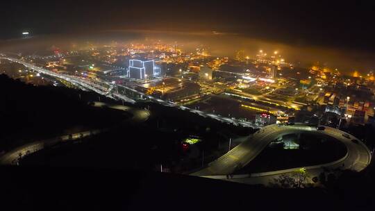 【正版合集素材】盐田港夜景航拍