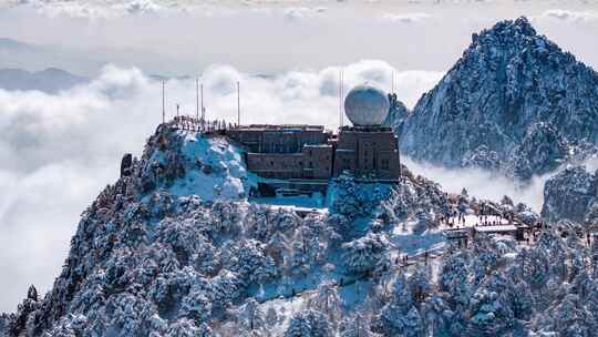 黄山雪景云海延时