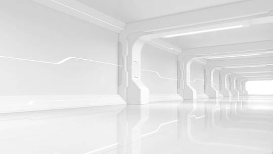 穿梭在未来感室内空间 3D渲染视频素材模板下载