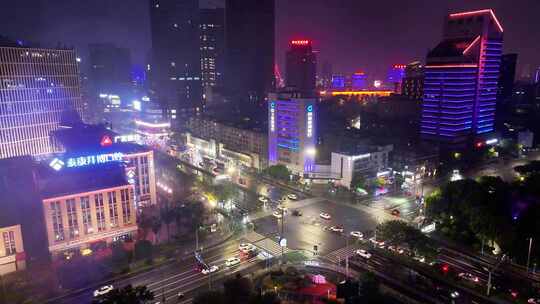 最新航拍宁波三江口夜景