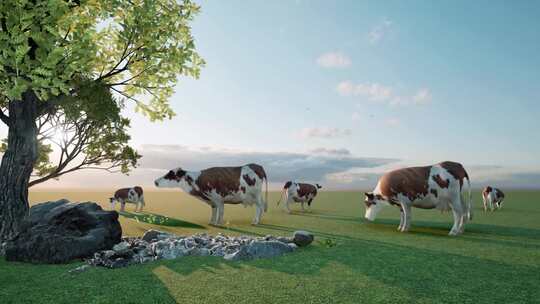绿野中的奶牛