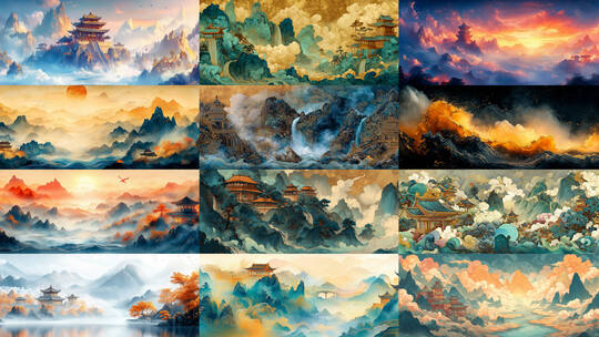 中国风山水仙境高清在线视频素材下载