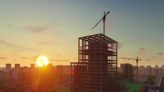 城市建设 建筑写意 工程建设 吊塔视频素材模板下载