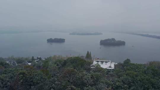 杭州西湖孤山雪景