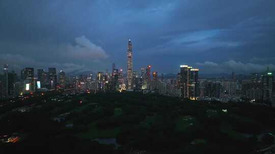 深圳福田城市夜景航拍