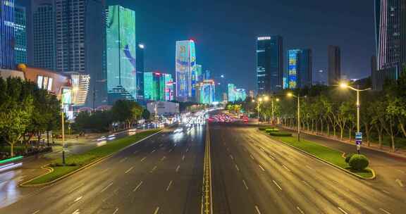 济南经十路立交桥车流CBD城市夜景延时合集