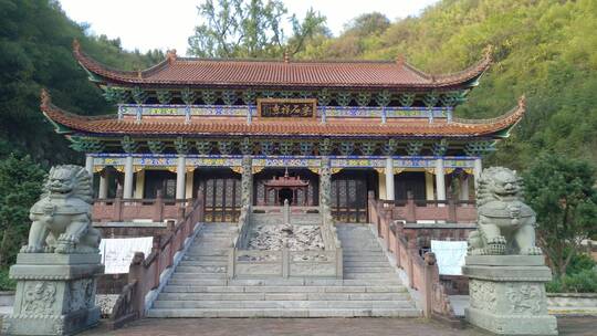 南岳衡山佛教圣地寺庙航拍-宇石禅寺