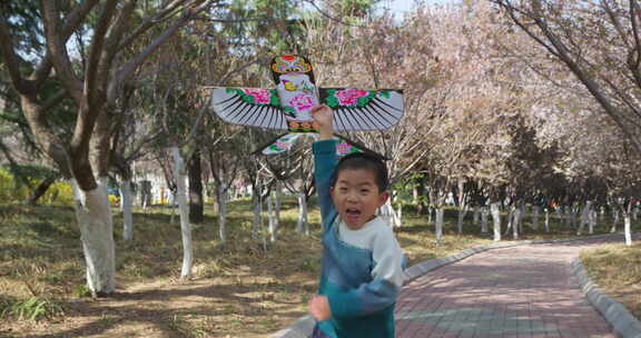 小朋友放风筝玩风车