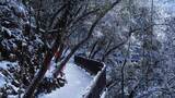 南江光雾山米仓道燕子岭景区下雪雾凇航拍高清在线视频素材下载