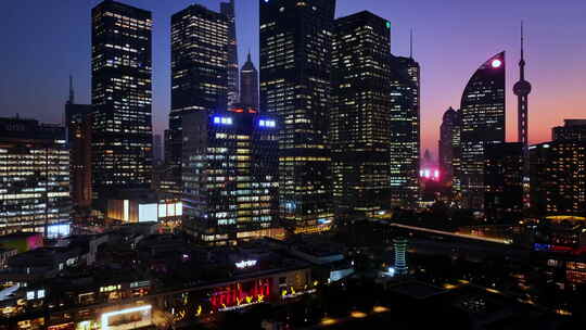 上海陆家嘴城市建筑夜景