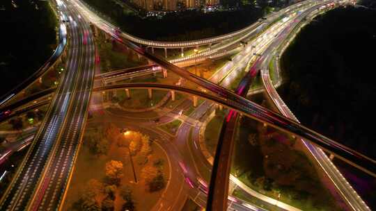 杭州滨江江南大道立交桥高架桥夜景延时摄影
