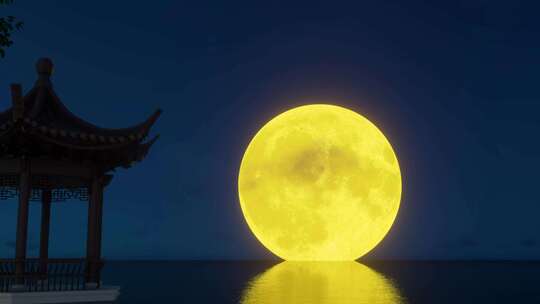 湖面月亮 海上升明月