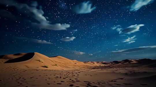 沙漠沙漠星空银河延时沙漠夜景