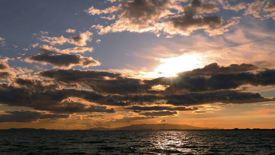 日落下的海洋美景视频素材模板下载
