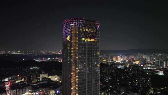 东莞虎门夜景航拍虎门镇夜景城市建筑风光