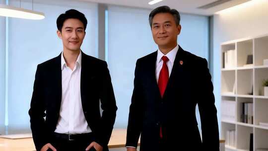 商务人士办公室合影