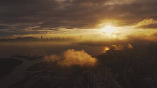 深圳日落光影照射