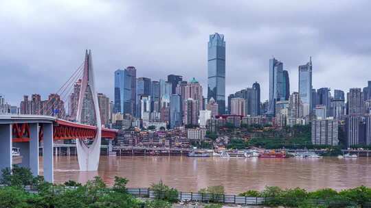 重庆渝中半岛东水门大桥延时