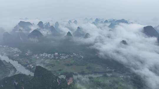 桂林山水漓江风光航拍