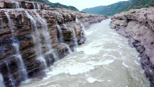 陕西延安宜川县黄河壶口瀑布航拍视频