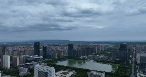 洛阳洛河隋唐立交桥鼓楼牡丹博物馆阴雨天