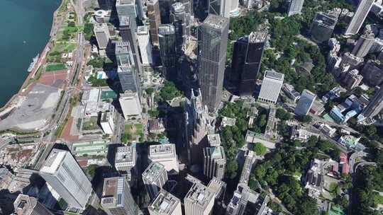香港维多利亚港中环俯视航拍