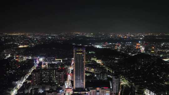 东莞虎门夜景航拍虎门镇夜景城市建筑风光