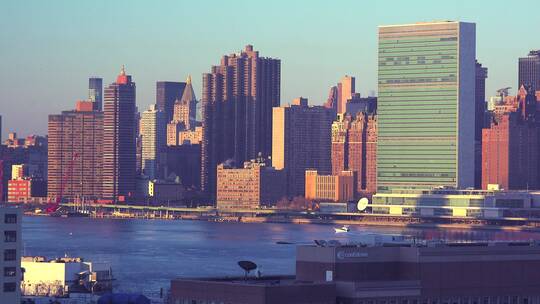 清晨拍摄的纽约曼哈顿天际线