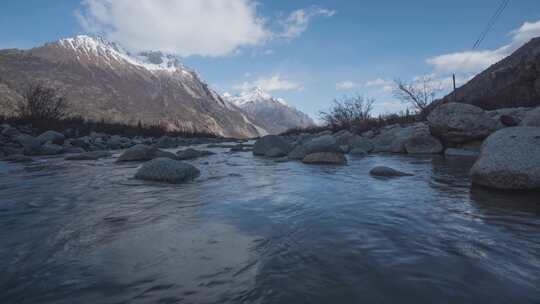 河流湖泊雪山延时摄影