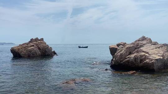 山东烟台蓬莱小钦岛，海景民宿海上风光