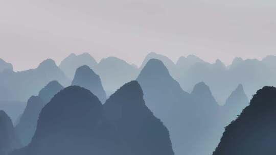 桂林山水水墨鸟瞰图
