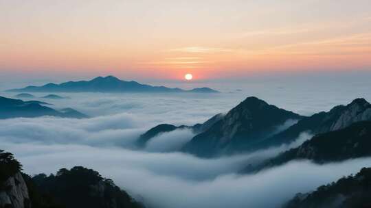 云海日出壮丽山河 云雾缭绕山峰日出