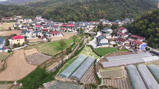 新农村发展农业种植大棚航拍