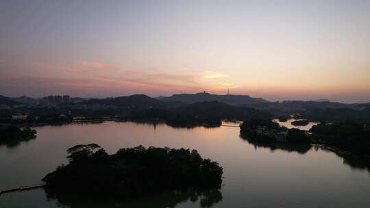 广东惠州西湖5A景区日落晚霞夕阳航拍