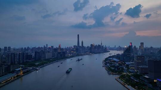 上海杨浦大桥大场景桥梁交通日落夜景4k航拍