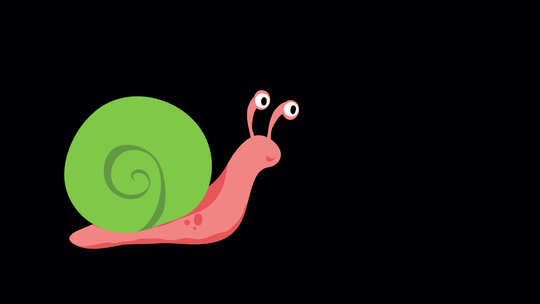 花园蜗牛爬行2D动画垂直在Alpha通道