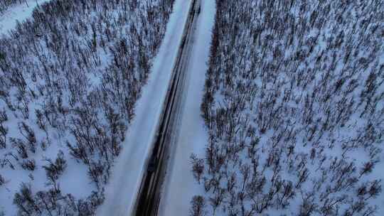 4K无人机航拍北欧芬兰雪景自然风光